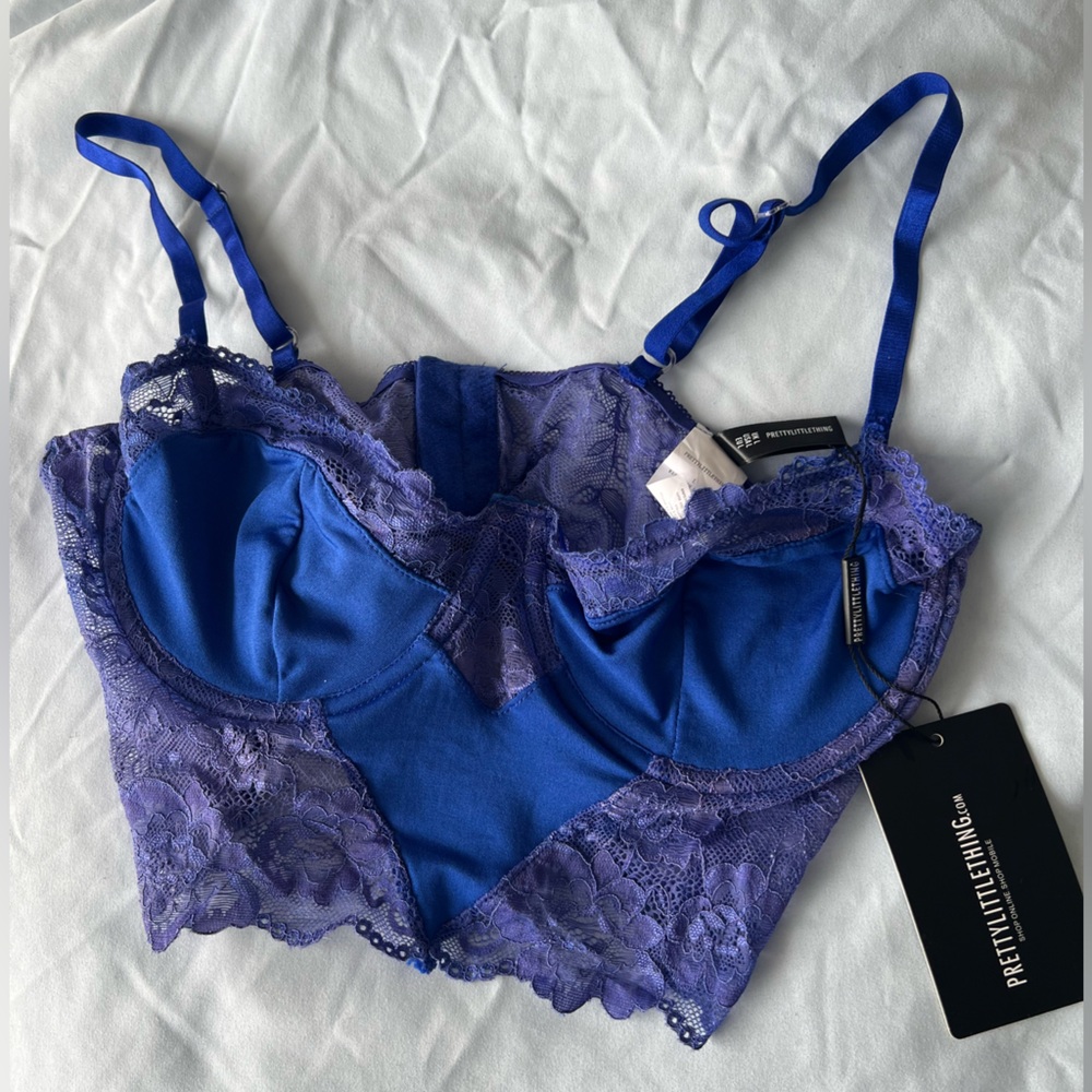 PrettyLittleThing Royal Blue Lace Bralette NEW NWT